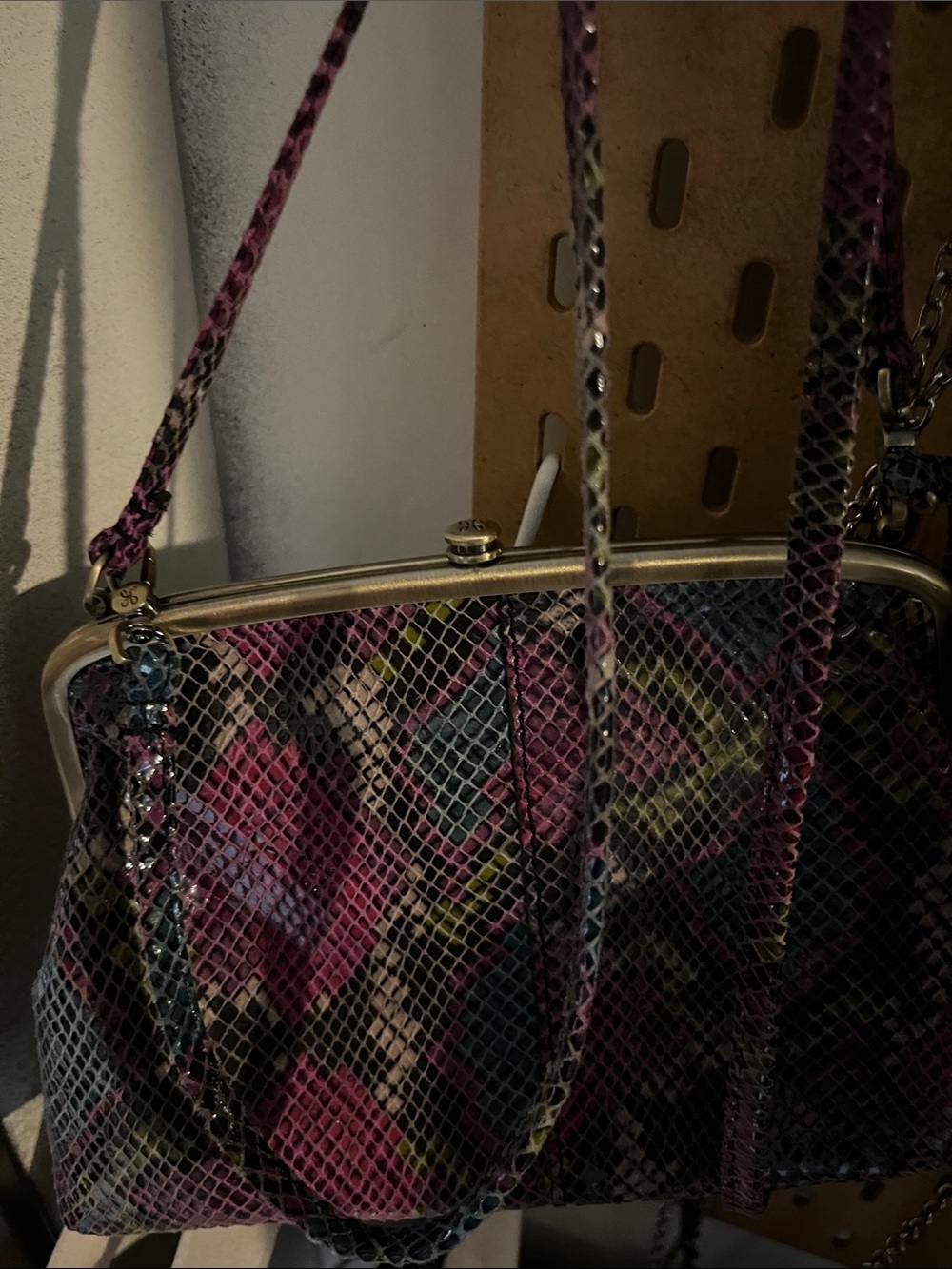 HOBO Multicolor Snake-Print Frame Clutch with Gold Trim - Picture 2 of 6